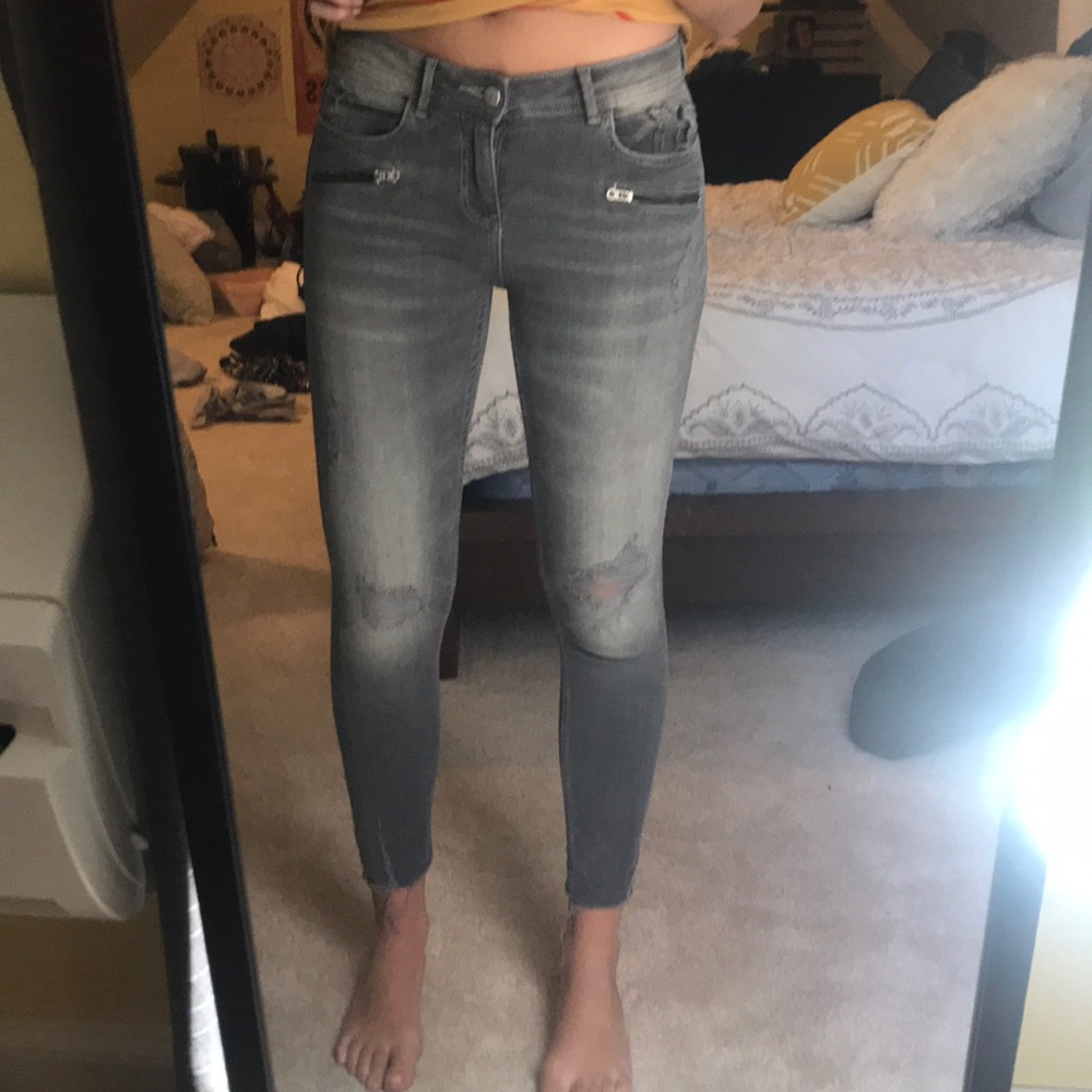 ZARA grey ripped jeans